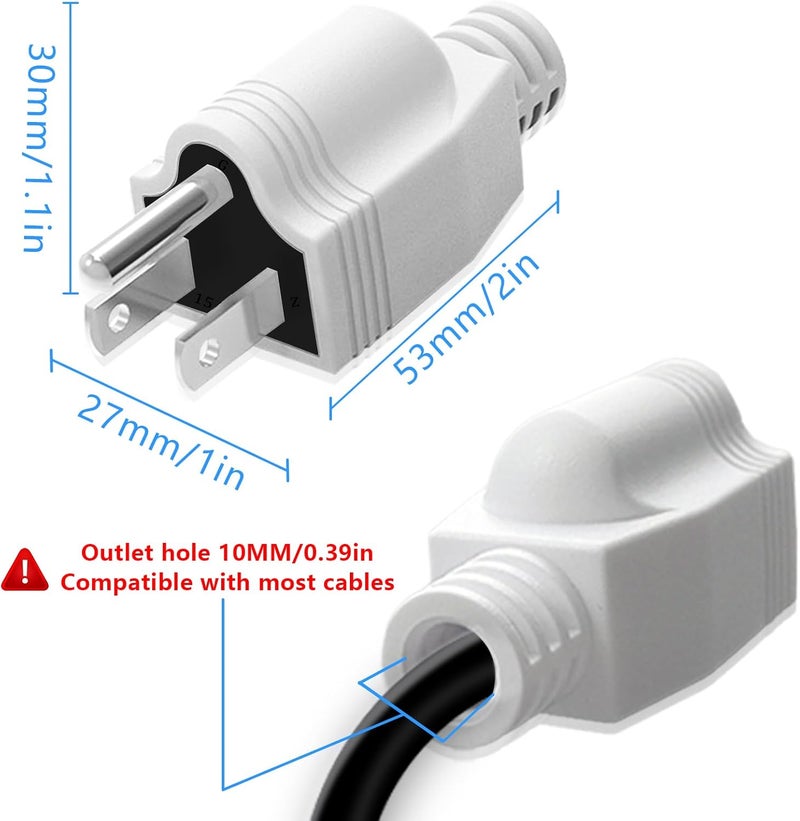 OFOAEEA 3 Prong Replacement Plug, Male Plug end Replacement 3Prongs, 3 Pack Extension Cord Ends with 1 Screwdriver, Neutral Ground Bonding Plu, 3 Wire 15A 125V, Replacementplug 3 Prong, White - Image 2